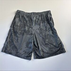 NIKE DRI FIT SHORTS BLACK/ GREY GEO PATTERN BASKETBALL SHORTS SIZE M